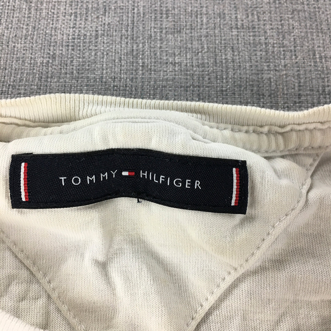 Tommy Hilfiger Mens T-Shirt Size S White Logo Short Sleeve Crew Neck Tee