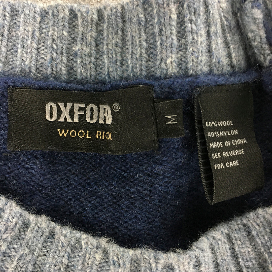 Oxford Mens Wool Sweater Size M Blue Crew Neck Jumper