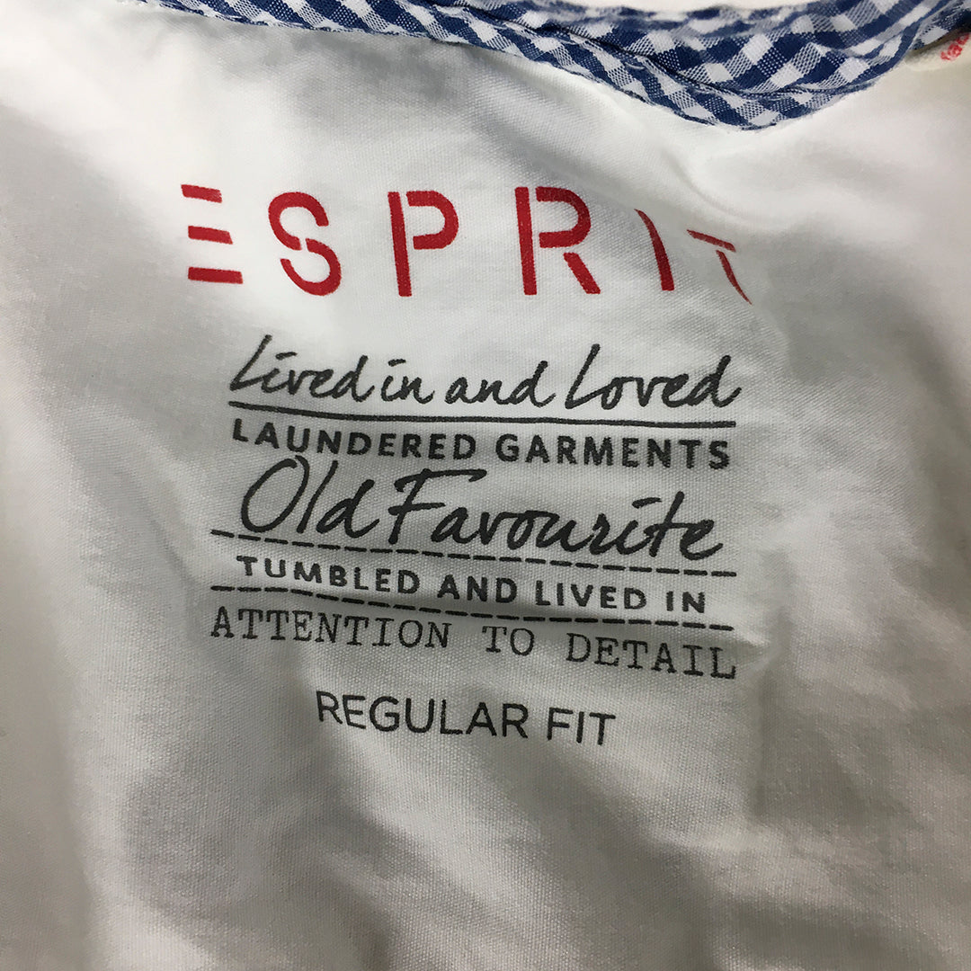 Esprit Womens Shirt Size XL White Short Sleeve Button-Up Collared Pockets