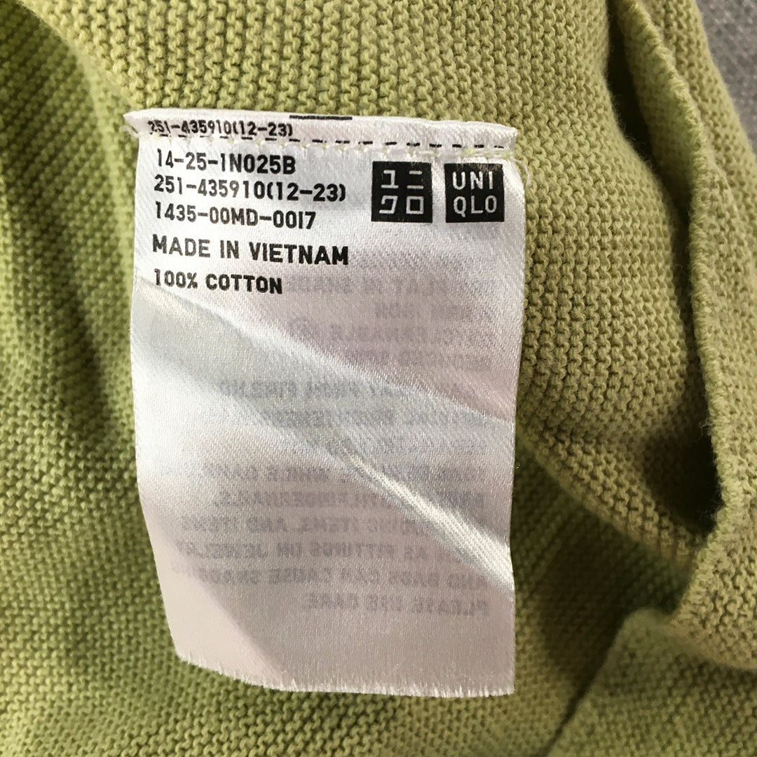 Uniqlo Womens Knit Top Size XL Green Short Sleeve V-Neck Shirt