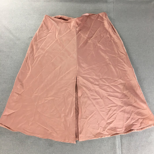 Atmos & Here Womens Maxi Skirt Size 20 Pink Satin A-Line Slit