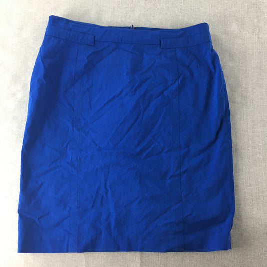 David Lawrence Womens Midi Skirt Size 14 Blue Pencil Straight