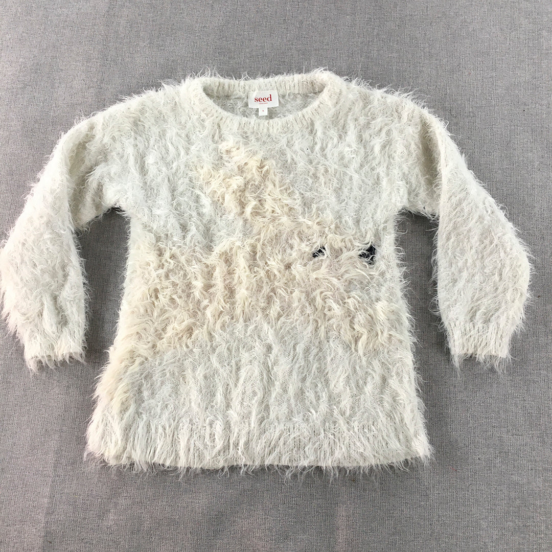 Seed Heritage Kids Girls Knit Sweater Size 5 White Pullover Jumper