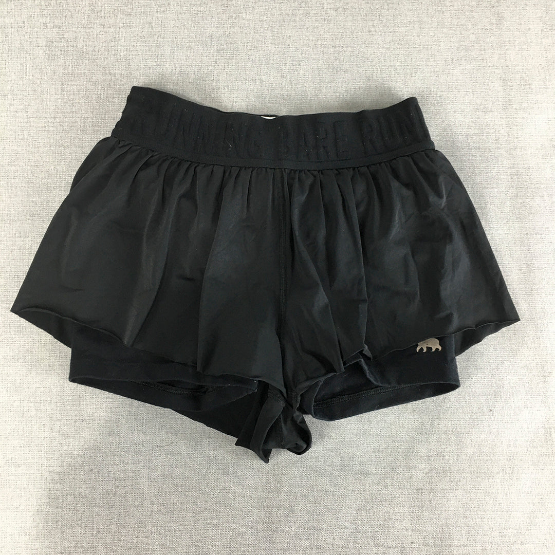 Running Bare Womens Shorts Size 8 AU Black Lined Elastic Waist Running