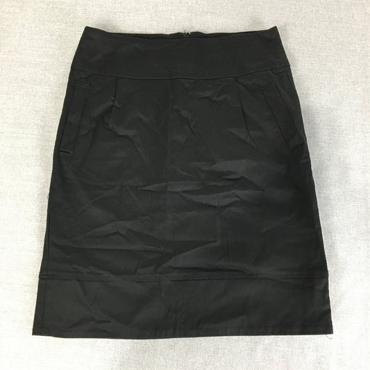 Made590 Womens Skirt Size S Black Waxed Finish Pockets Straight