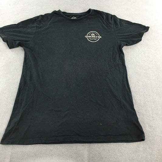 Quiksilver Mens T-Shirt Size XL Black Logo Short Sleeve Crew Neck Tee