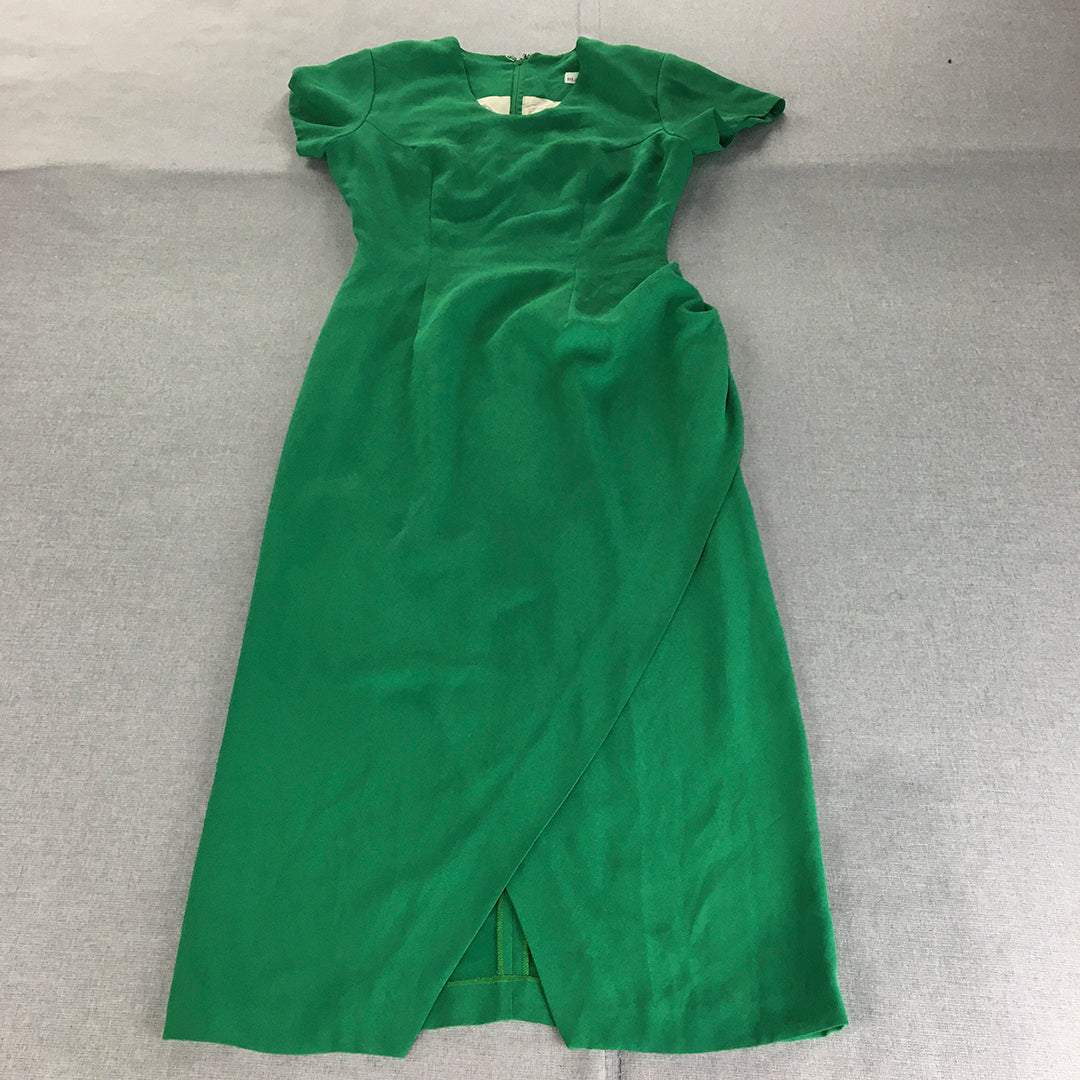 Vintage Blackcat Womens Pencil Dress Size S (AU 8 - 10) Green Knee Length