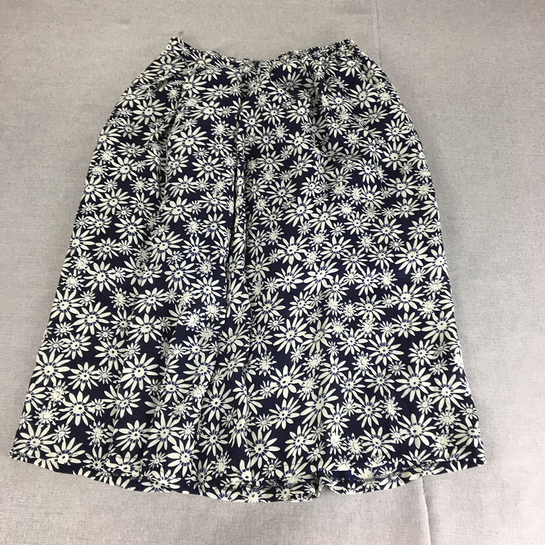 NEW Briecom Womens Maxi Skirt Size 14 Blue White Floral A-Line