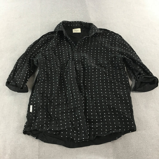 Saint Morta Mens Shirt Size L Black Star Dot Pattern Button-Up Collared