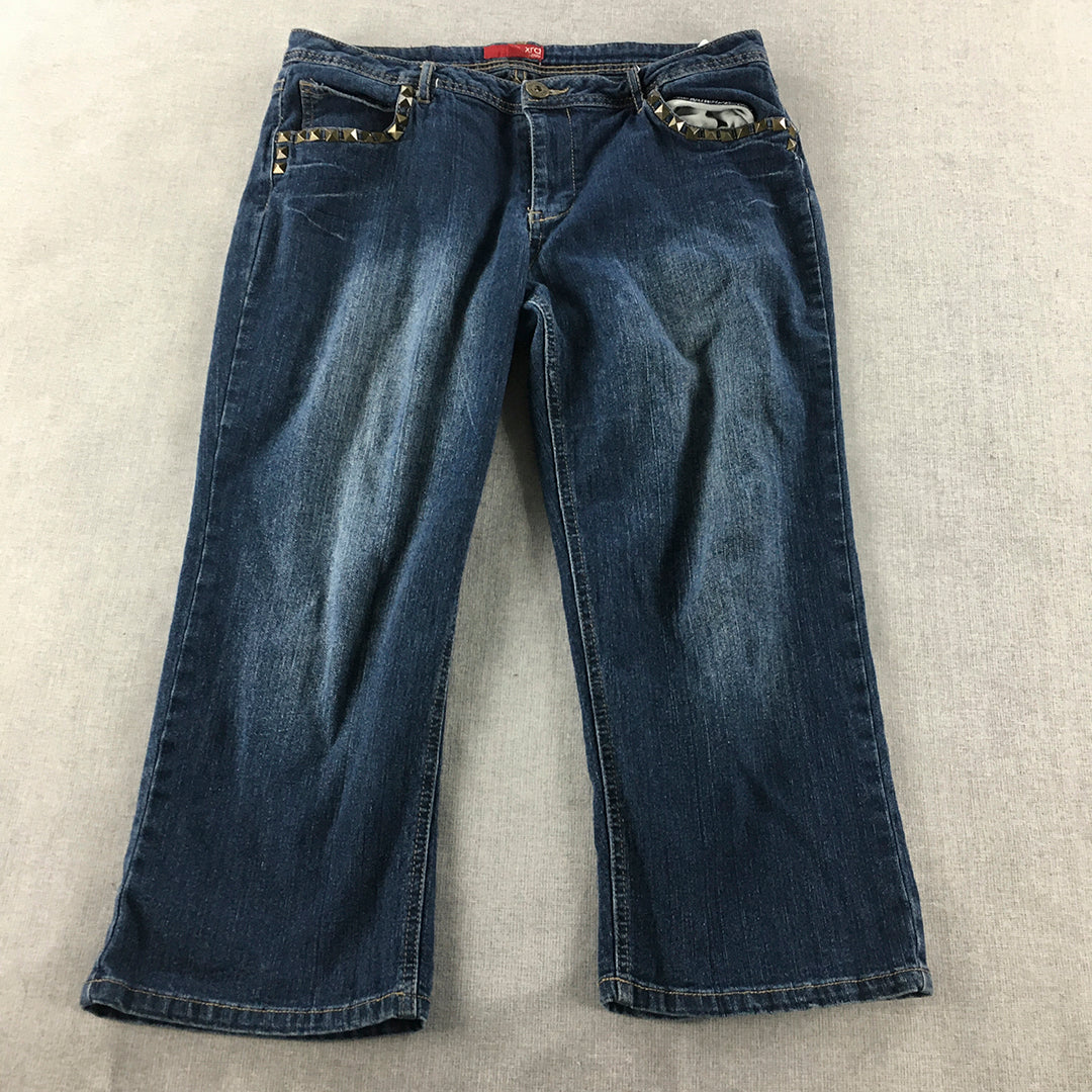 XRD Denim Womens Capri Jeans Size 12 Blue 3/4 Length Crop Straight