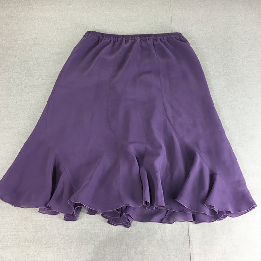 Vintage Young Edwardian Womens A-Line Skirt Size 12 Purple Pleated Elastic Waist