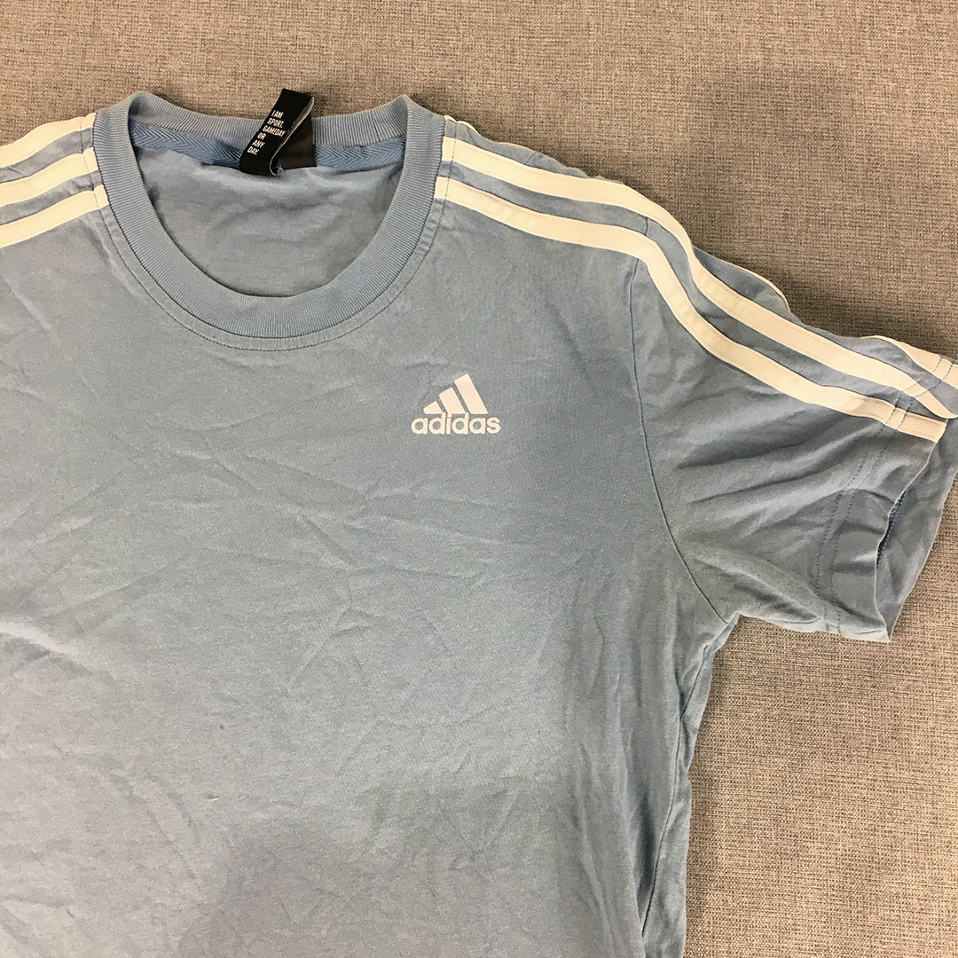 Adidas Womens T-Shirt Size XS Blue Logo Short Sleeve Crew Neck Tee