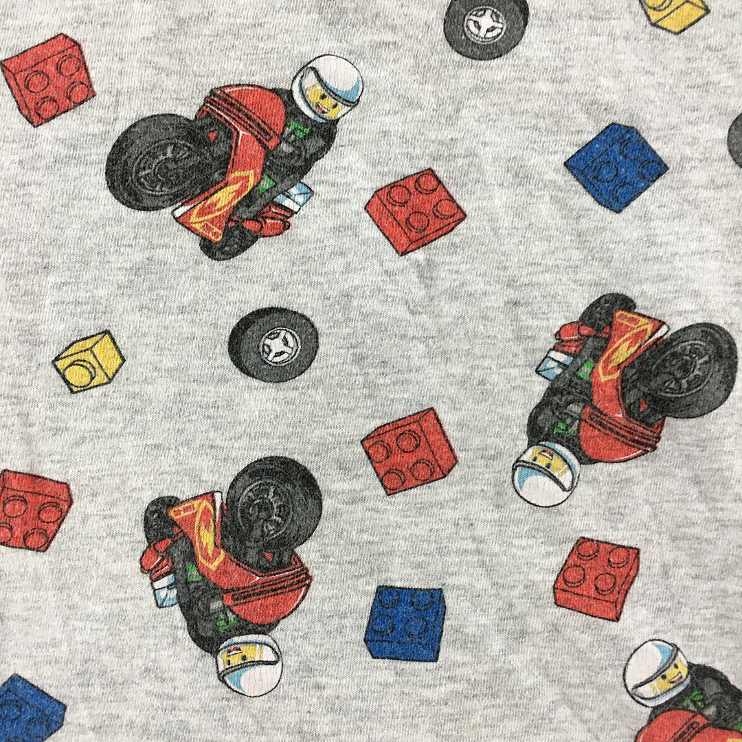 Lego Kids Boys T-Shirt Size 7 Grey Short Sleeve Brick Pattern Top