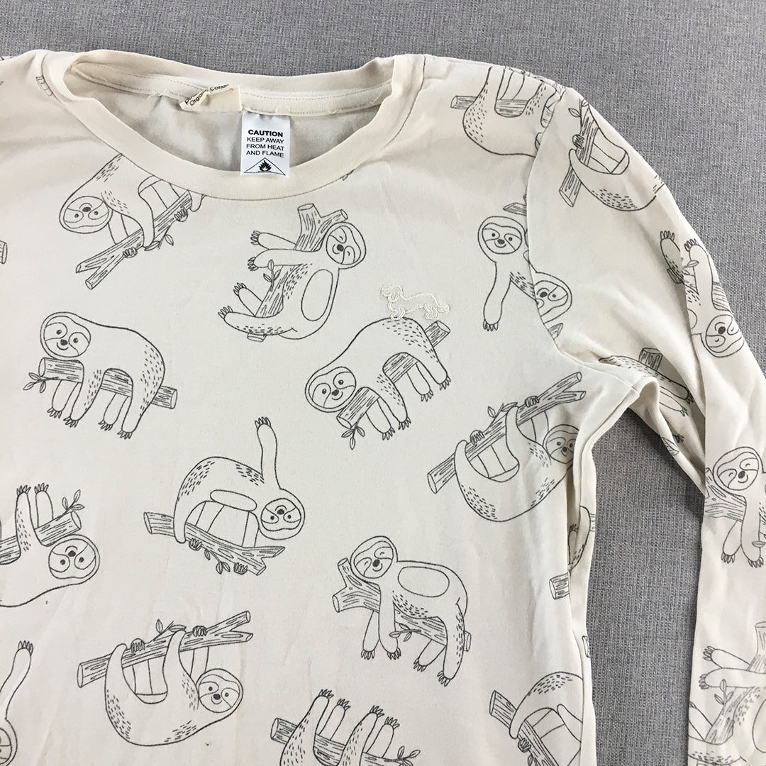 Peter Alexander Jnr Kids Sleep Shirt Size 12 Grey Sloth Pattern Pajama