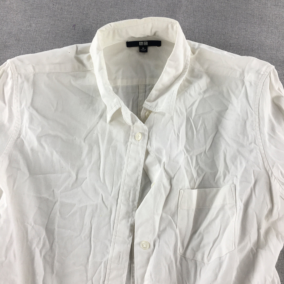 Uniqlo Womens Shirt Size M White Button-Up Long Sleeve Pocket Collared