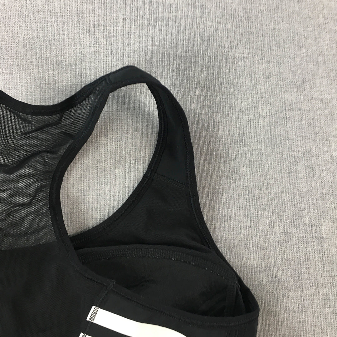 Adidas Womens Sports Bra Size S Black Logo Cropped Top Gym Activewear