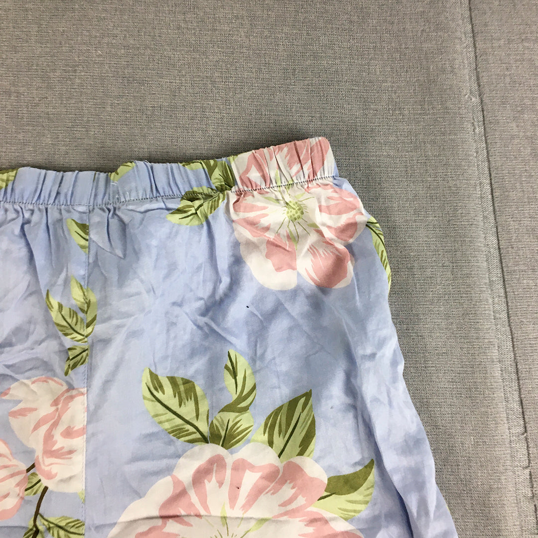 Peter Alexander Womens Sleep Shorts Size S Blue Floral Drawstring Pajama