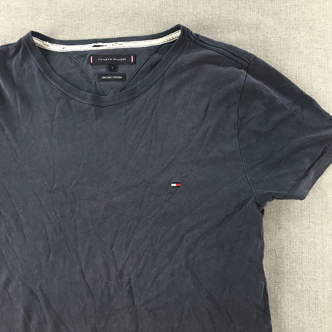 Tommy Hilfiger Mens T-Shirt Size S Blue Embroidered Logo Tee