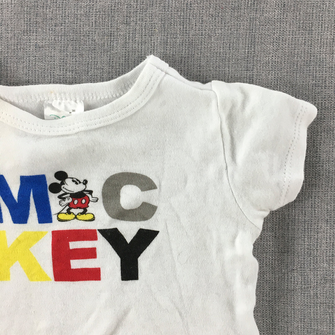 Disney Baby Newborn Top Size 0000 White Mickey Mouse Short Sleeve T-Shirt