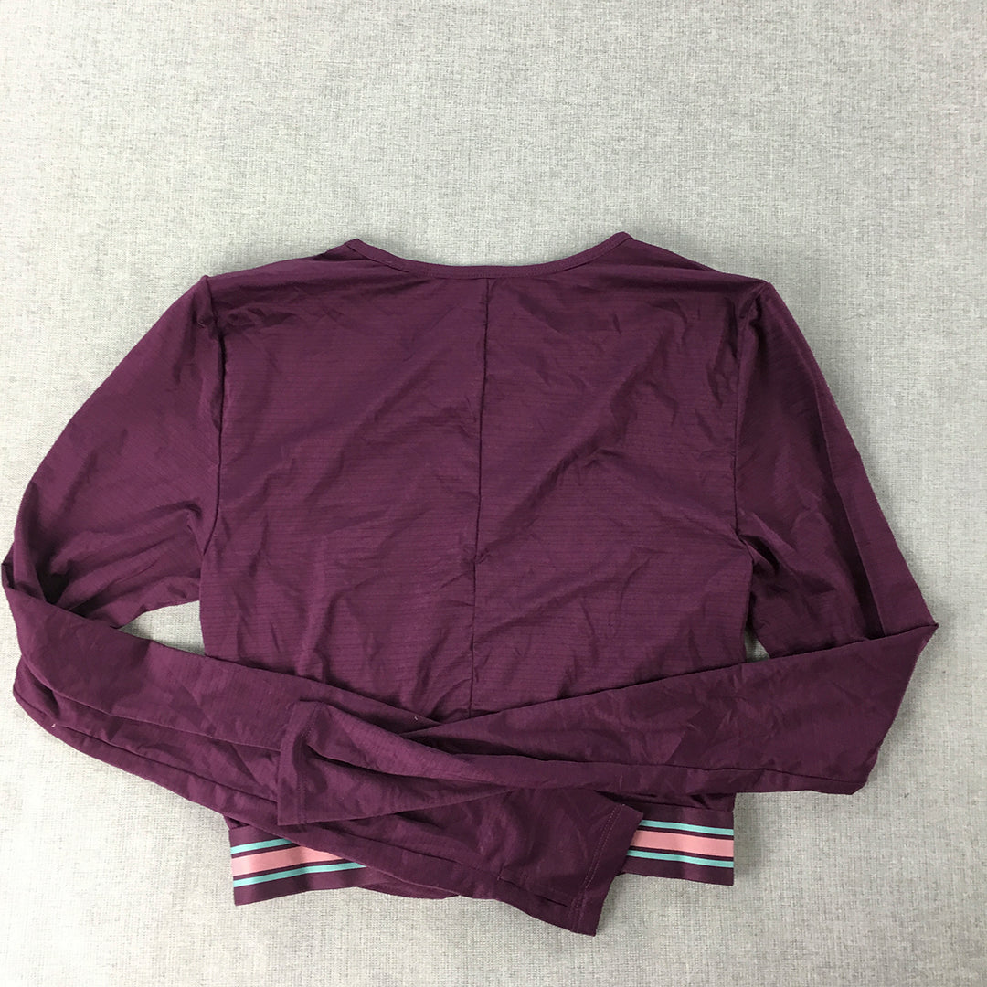 Fabletics Womens Top Size M Purple Long Sleeve Cropped Activewear Shirt