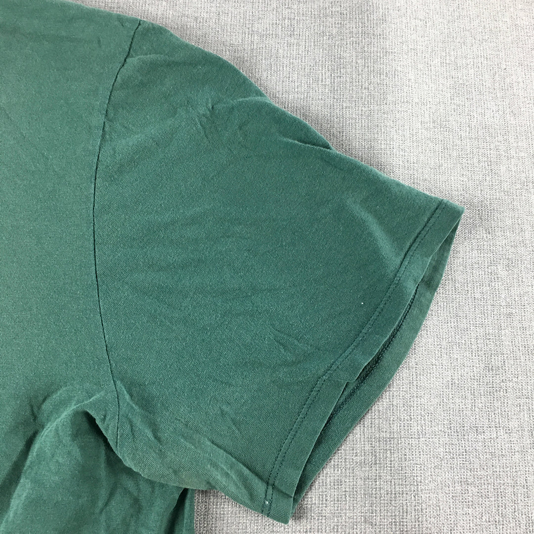 Nike Mens T-Shirt Size L Green Big Logo Short Sleeve Crew Neck Tee