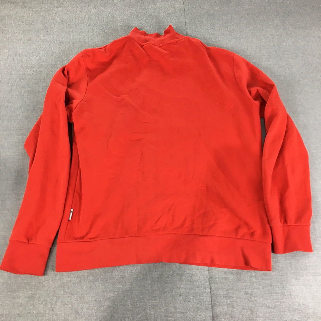 Adidas Mens Jacket Size L Red Logo Zip-Up Pockets Mock Neck Coat