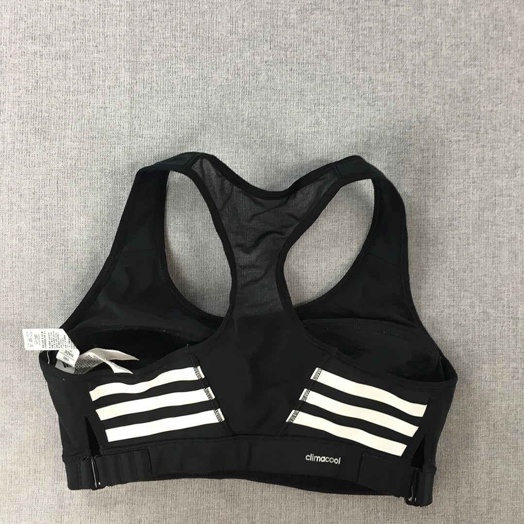 Adidas Womens Sports Bra Size S Black Logo Cropped Top Gym Activewear