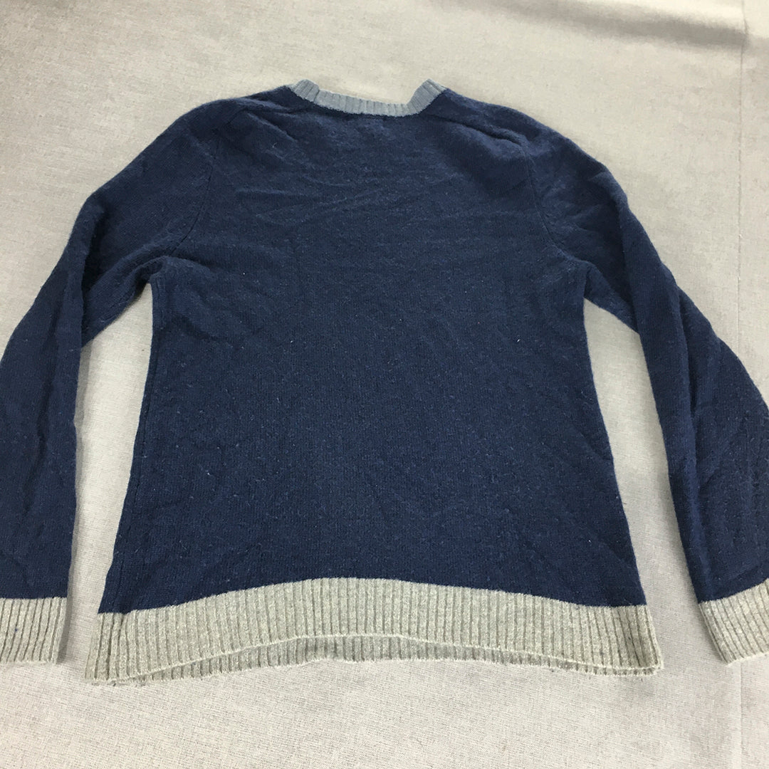 Oxford Mens Wool Sweater Size M Blue Crew Neck Jumper