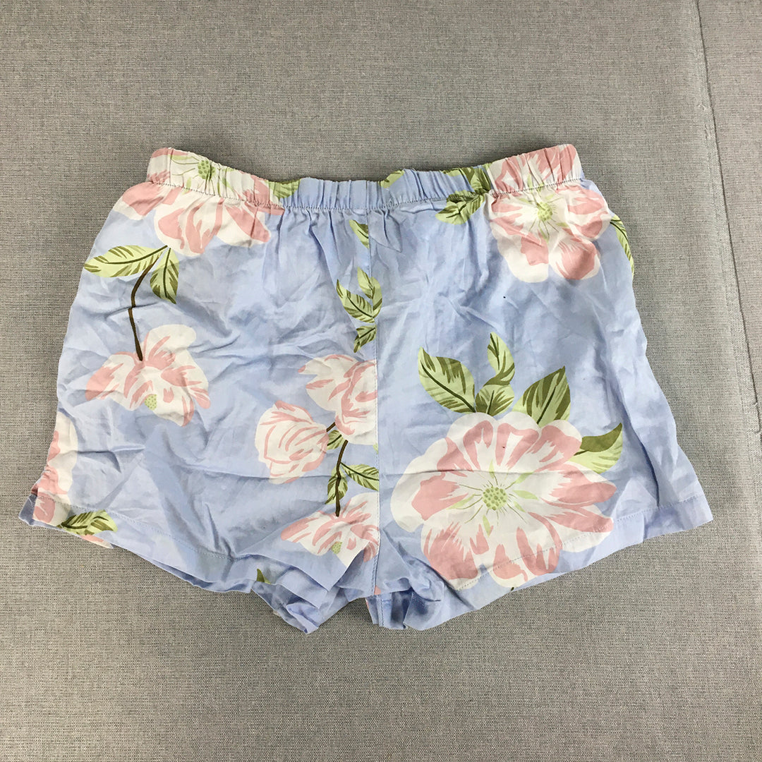 Peter Alexander Womens Sleep Shorts Size S Blue Floral Drawstring Pajama