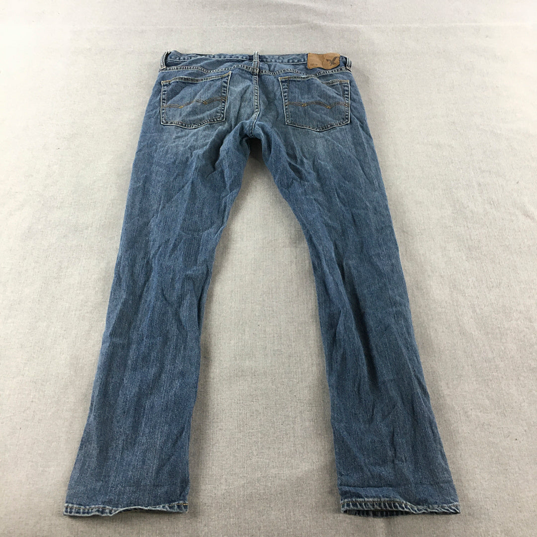 American Eagle Mens Jeans Size 33 x 32 Blue Slim Straight Denim