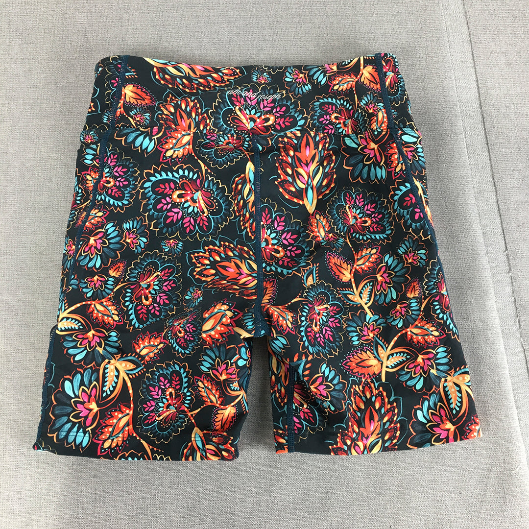 Abi And Joseph Womens Legging Shorts Size XS Blue Floral Gym Workout