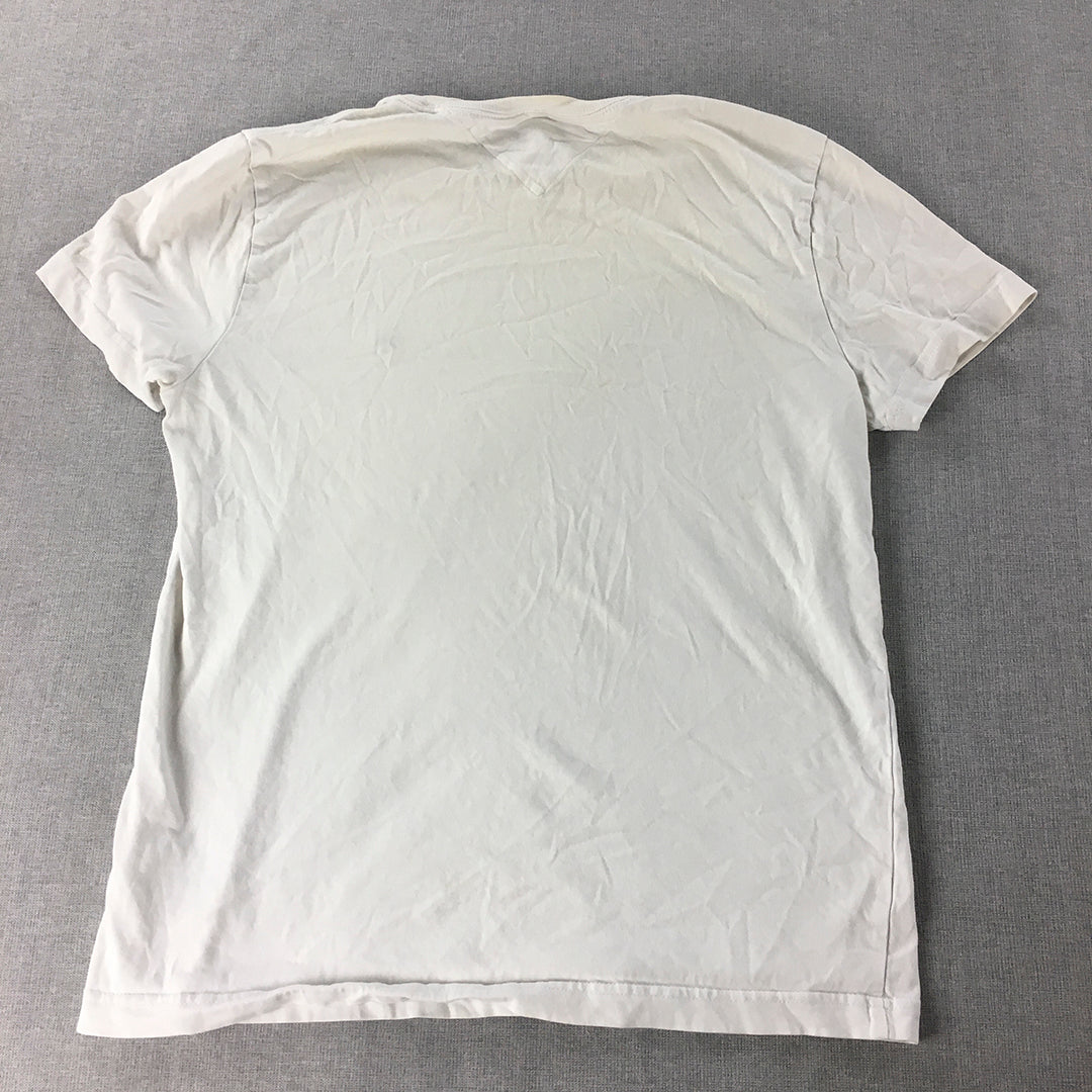 Tommy Hilfiger Mens T-Shirt Size S White Logo Short Sleeve Crew Neck Tee