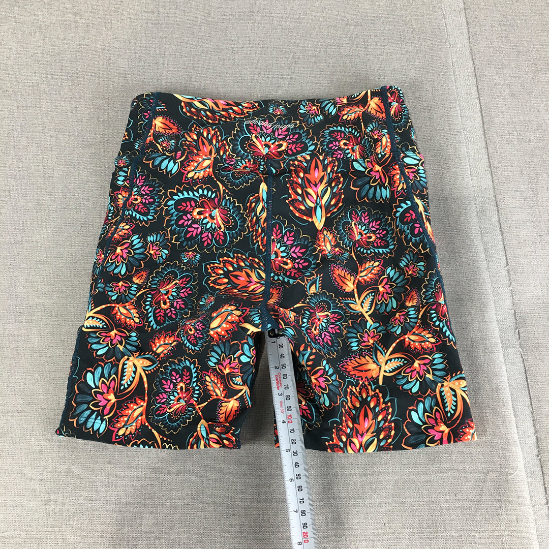 Abi And Joseph Womens Legging Shorts Size XS Blue Floral Gym Workout