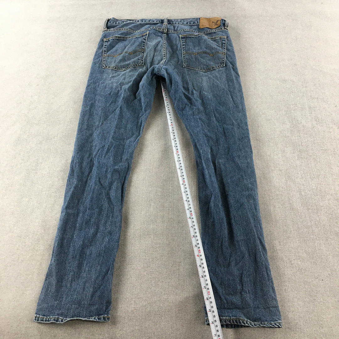 American Eagle Mens Jeans Size 33 x 32 Blue Slim Straight Denim