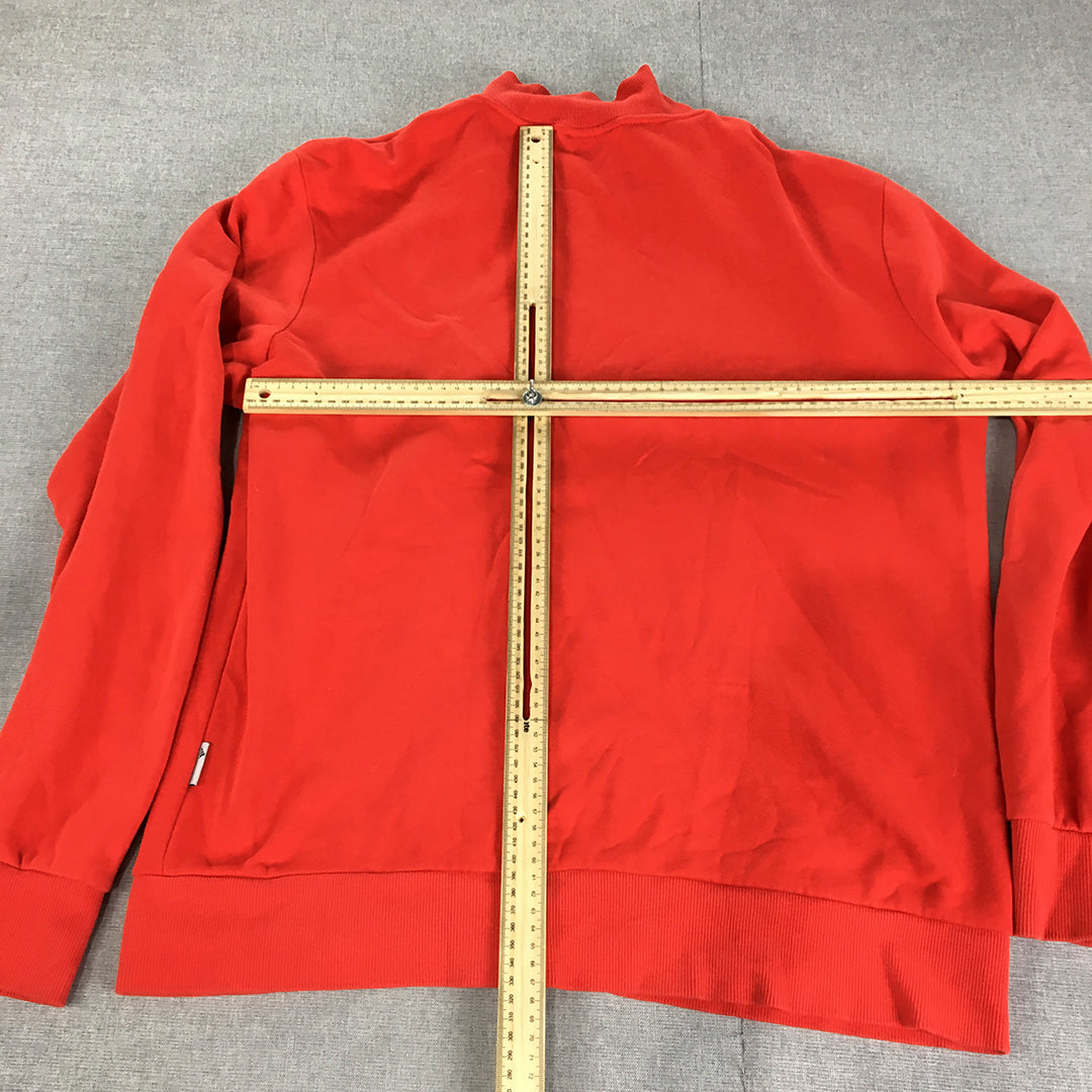 Adidas Mens Jacket Size L Red Logo Zip-Up Pockets Mock Neck Coat