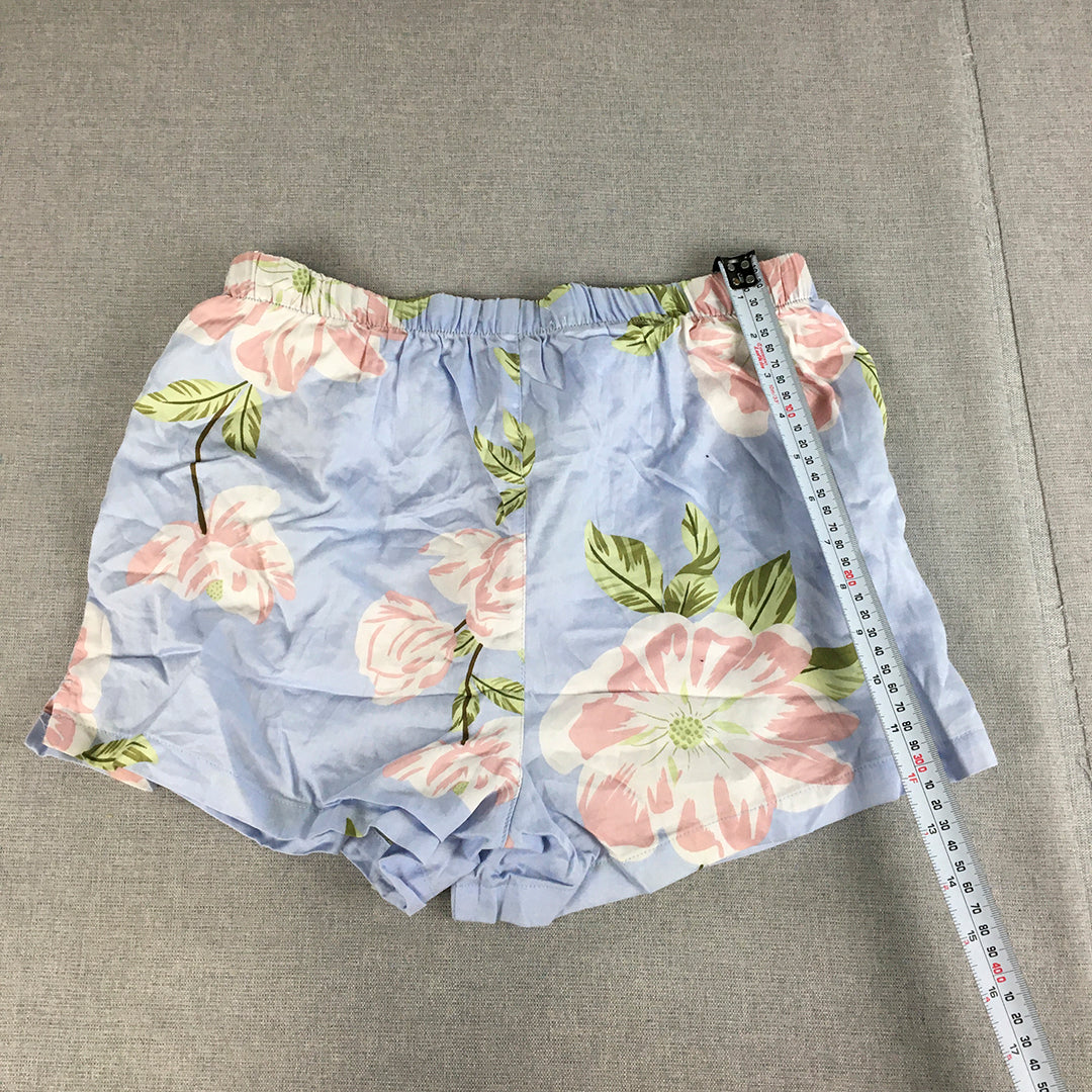 Peter Alexander Womens Sleep Shorts Size S Blue Floral Drawstring Pajama