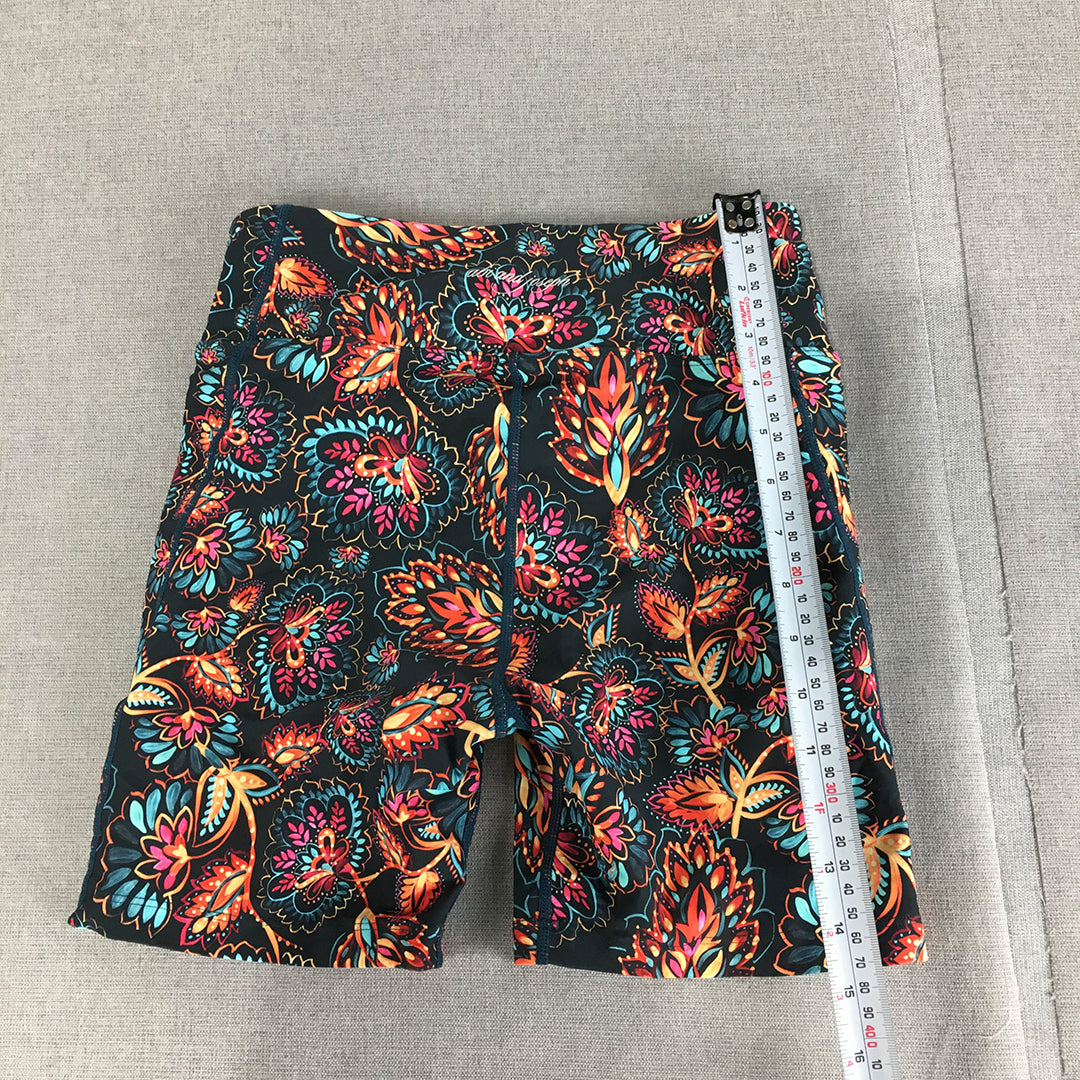 Abi And Joseph Womens Legging Shorts Size XS Blue Floral Gym Workout