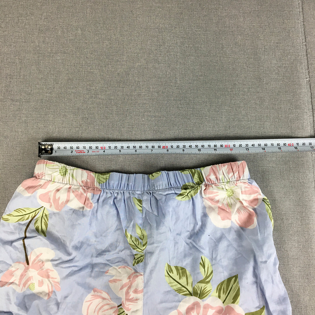 Peter Alexander Womens Sleep Shorts Size S Blue Floral Drawstring Pajama