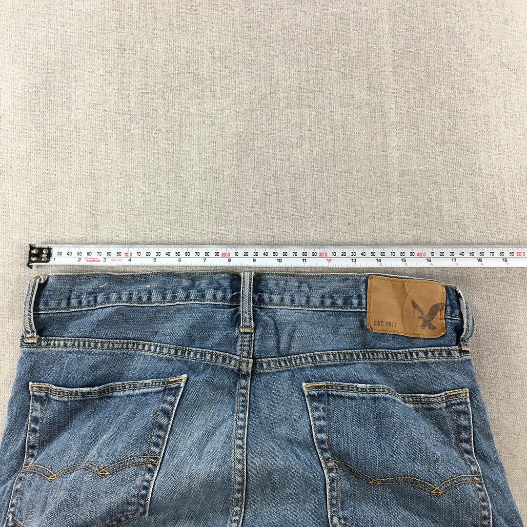 American Eagle Mens Jeans Size 33 x 32 Blue Slim Straight Denim