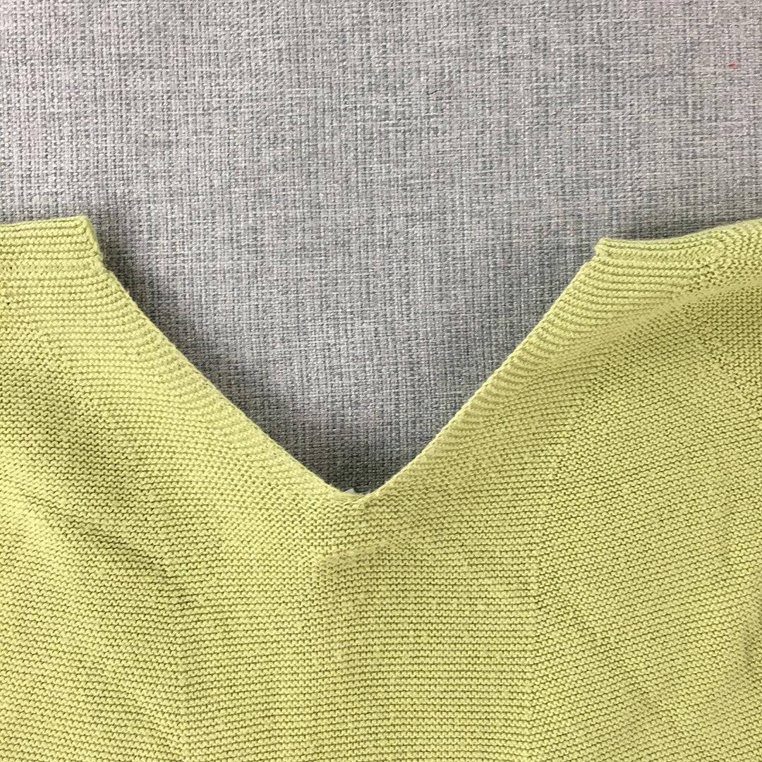 Uniqlo Womens Knit Top Size XL Green Short Sleeve V-Neck Shirt