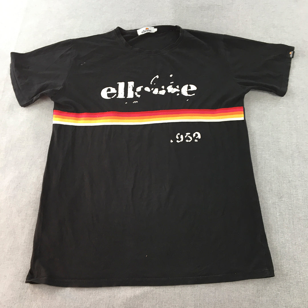 Ellesse Mens T-Shirt Size S Black Short Sleeve Crew Neck Tee