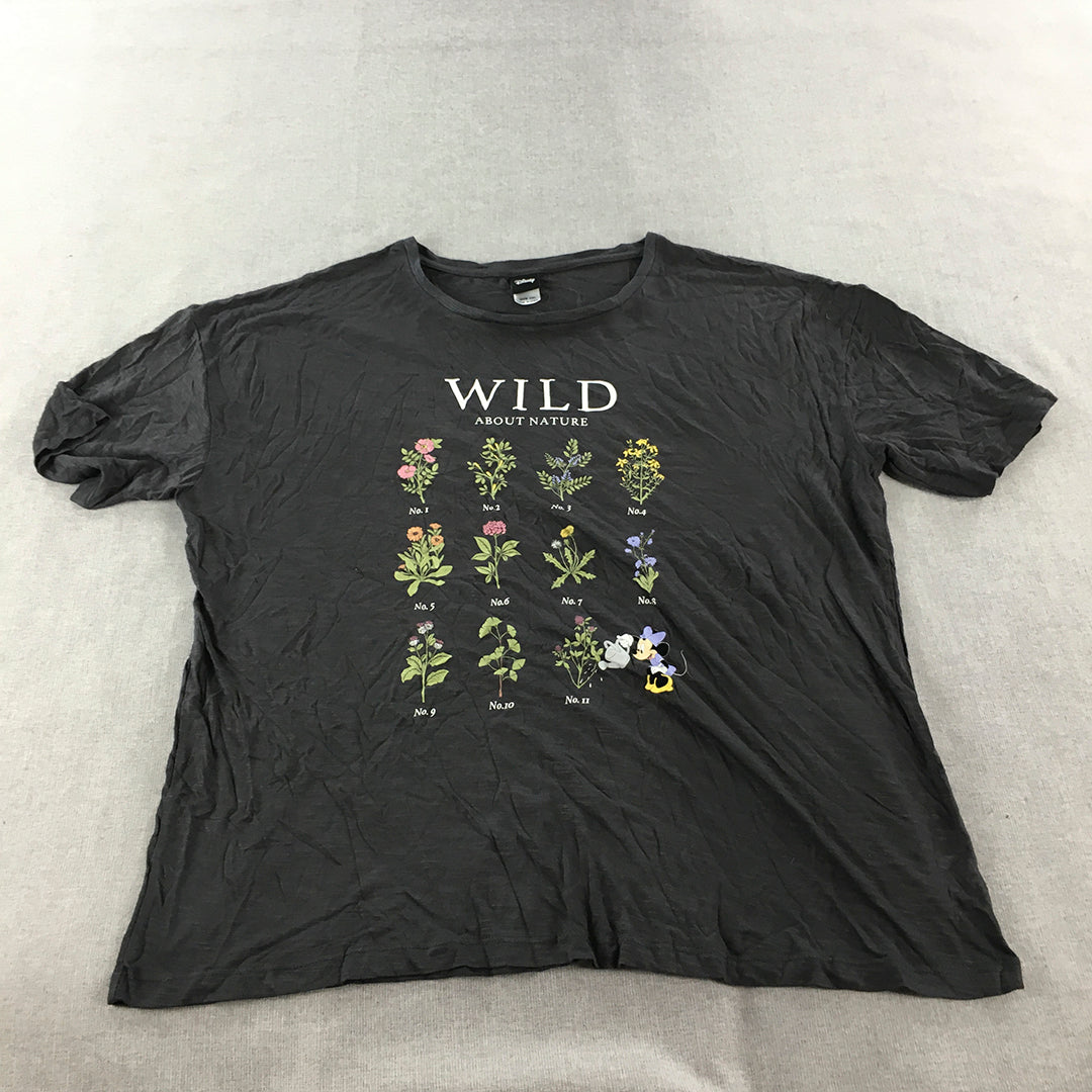 Disney Minnie Mouse Wild About Nature Womens T-Shirt Size 2XL Black