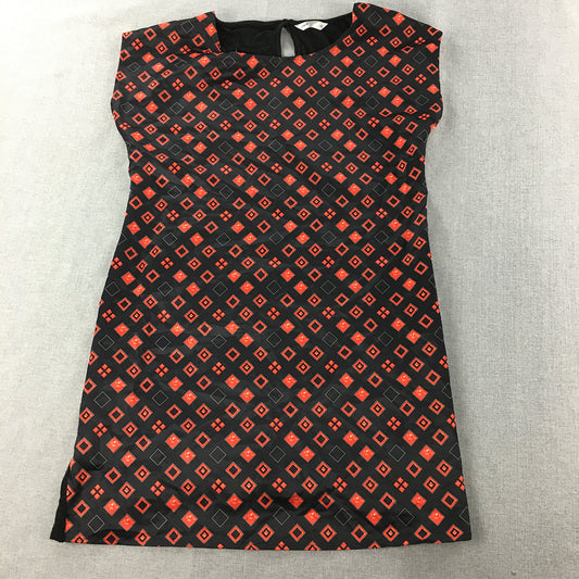 Spirit Womens Mini Dress Size 12 Black Red Dot A-Line Short Sleeve