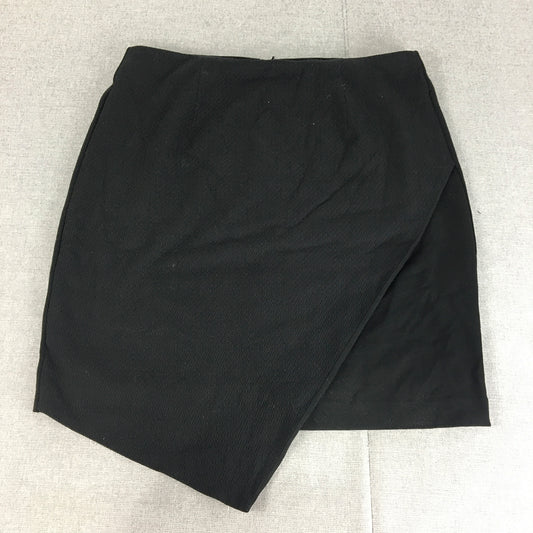 Charlie Brown Womens Pencil Skirt Size XL Black Wrap Asymmetrical Hem