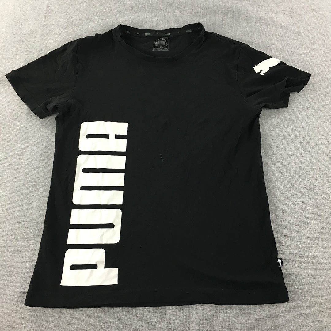 Puma Mens T-Shirt Size S Black Big Logo Short Sleeve Crew Neck Tee