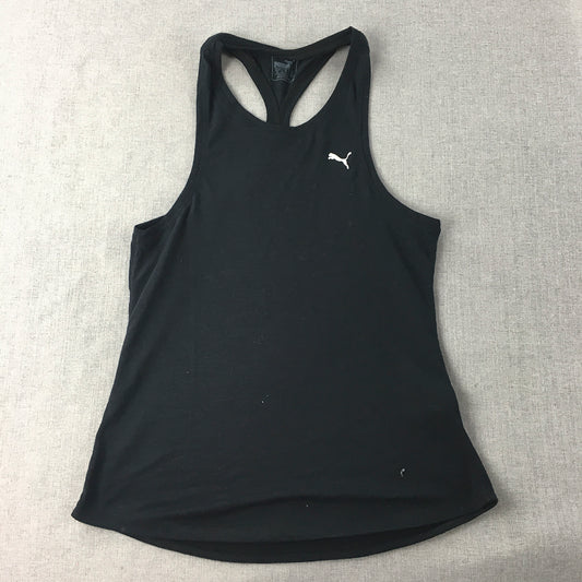 Puma Womens Tank Top Size S Black Sleeveless Logo Singlet Shirt