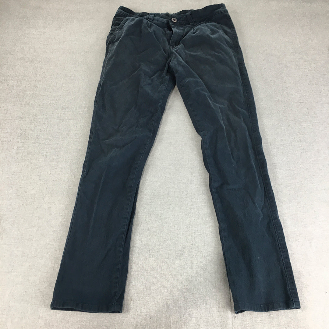 Louis Philippe Mens Chino Pants Size 30 Blue Slim Straight Leg Pockets