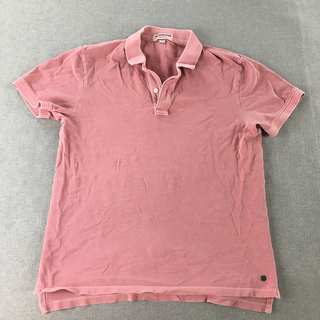 Country Road Mens Polo Shirt Size S Pink Collared Short Sleeve Rugby