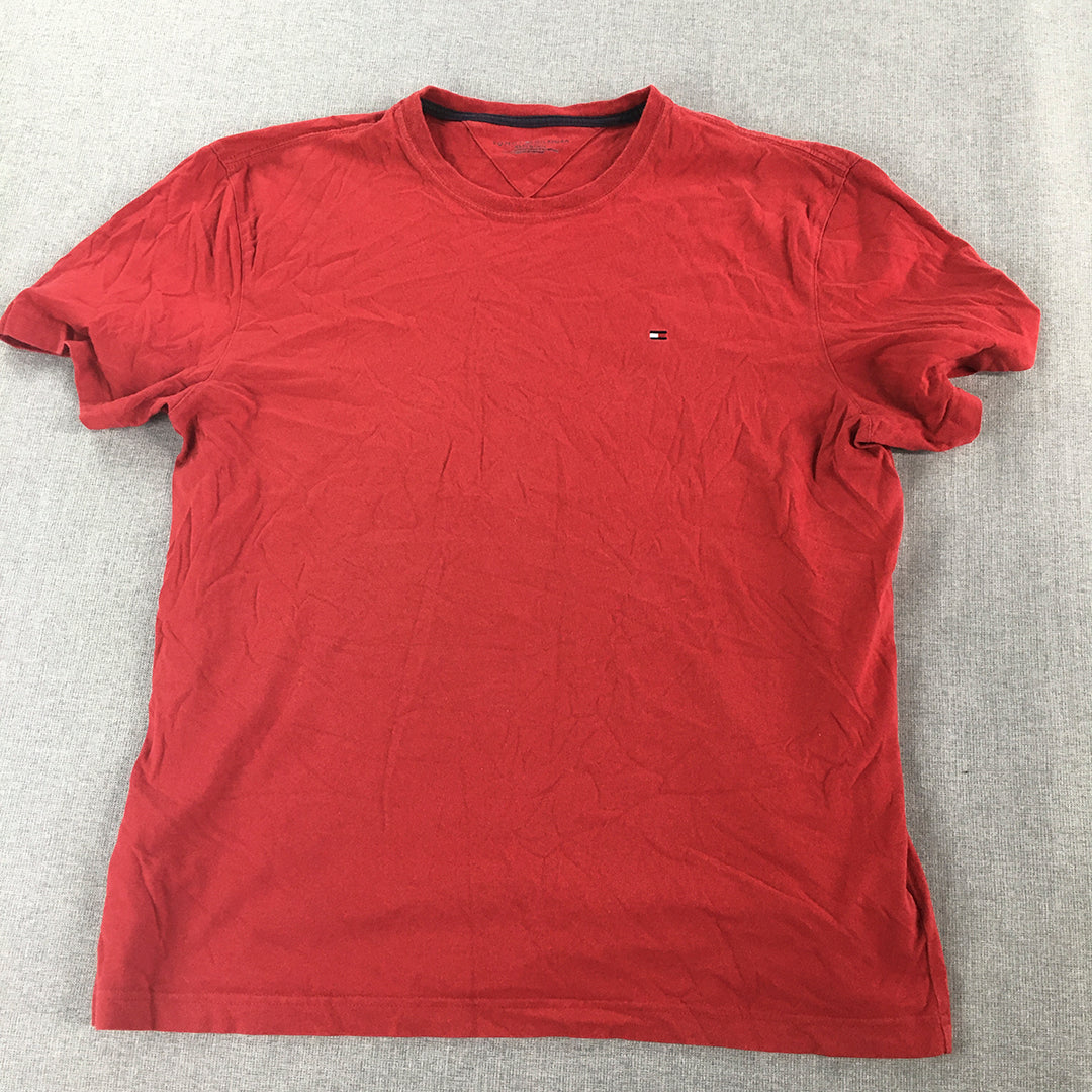 Tommy Hilfiger Mens T-Shirt Size XL Red Logo Short Sleeve Crew Neck Tee