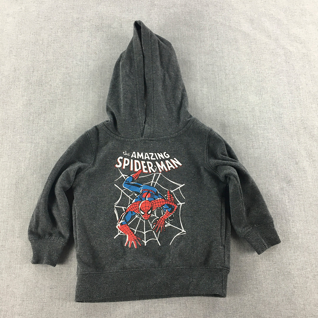 Marvel Spider-Man Kids Hoodie Sweater Size 2 Toddler Grey Jumper